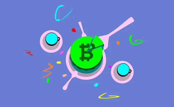 Bitcoin Kage Bitcoin Mønster Kage – Stock-vektor