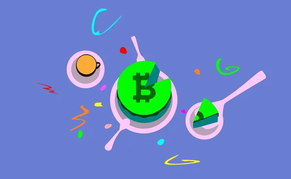 Bitcoin Taart Bitcoin Patroon Taart — Stockfoto