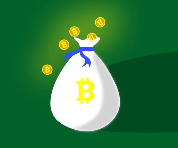 Illustration Påse Med Bitcoin — Stock vektor