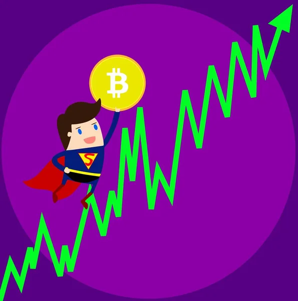 Illustration Coins Sign Bitcoin Graph Bitcoin — Stock Vector