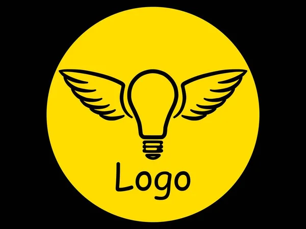 Logo Veya Metin Için Siyah Üzerine Ampul Simgesi — Stok Vektör