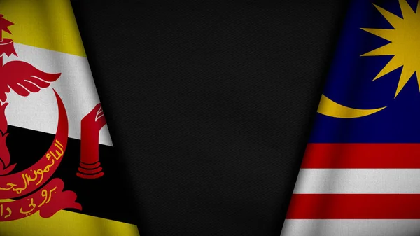 iki Brunei ve Malezya bayrağı kumaş dokusu, ikili ilişkiler, ülkeler arasında barış ve çatışma, geçmiş için iyi