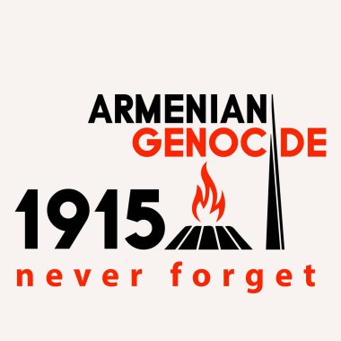 Tsitsernakaberd Ermeni Soykırımı, asla unutma 1915 - Vektör, Erivan, Ermenistan