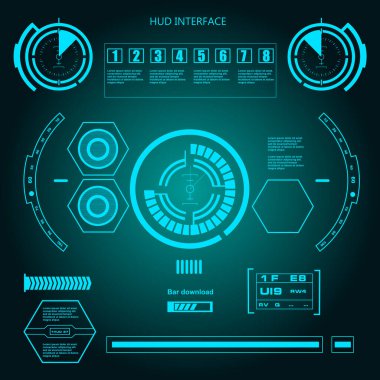 Gelecekçi mavi sanal grafik dokunmatik kullanıcı arayüzü