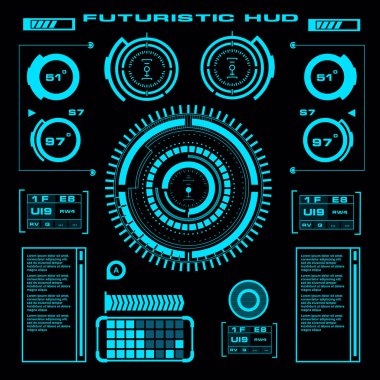 Gelecekçi mavi sanal grafik dokunmatik kullanıcı arayüzü