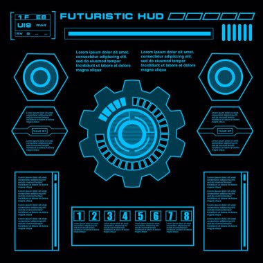 Gelecekçi mavi sanal grafik dokunmatik kullanıcı arayüzü