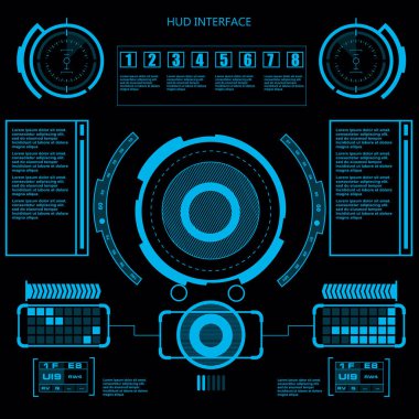 Gelecekçi mavi sanal grafik dokunmatik kullanıcı arayüzü