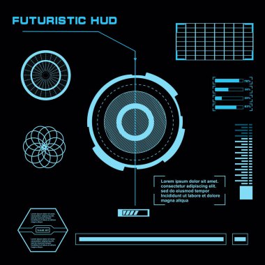 Gelecekçi mavi sanal grafik dokunmatik kullanıcı arayüzü