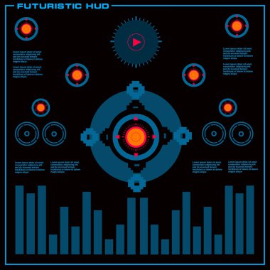 Gelecekçi mavi sanal grafik dokunmatik kullanıcı arayüzü