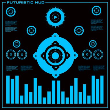 Gelecekçi mavi sanal grafik dokunmatik kullanıcı arayüzü
