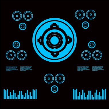 Gelecekçi mavi sanal grafik dokunmatik kullanıcı arayüzü