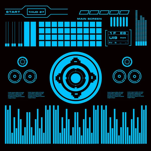 Interfaz Usuario Táctil Gráfica Virtual Azul Futurista — Vector de stock