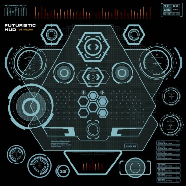 Gelecekçi mavi sanal grafik dokunmatik kullanıcı arayüzü