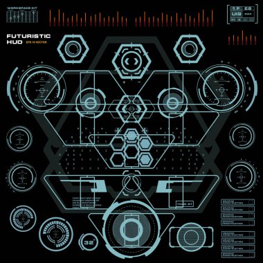 Gelecekçi mavi sanal grafik dokunmatik kullanıcı arayüzü