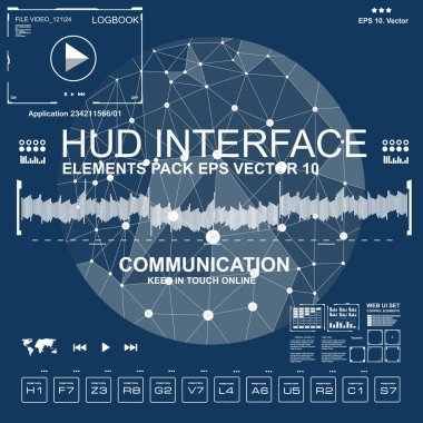 Gelecekçi mavi sanal grafik dokunmatik kullanıcı arayüzü