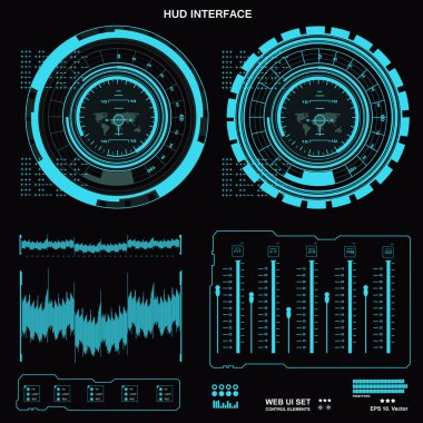 Gelecekçi mavi sanal grafik dokunmatik kullanıcı arayüzü