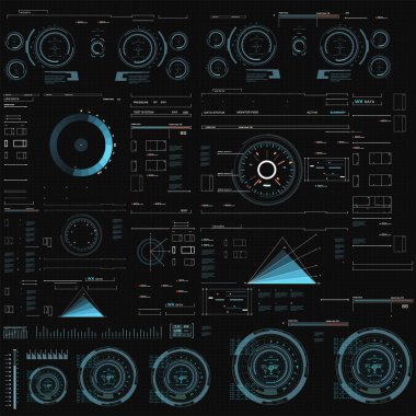 Gelecekçi mavi sanal grafik dokunmatik kullanıcı arayüzü
