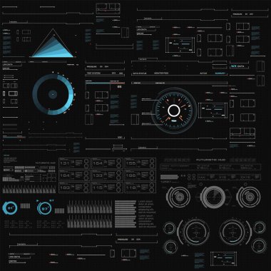 Gelecekçi mavi sanal grafik dokunmatik kullanıcı arayüzü