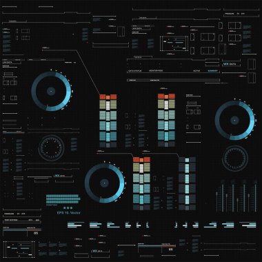 Gelecekçi mavi sanal grafik dokunmatik kullanıcı arayüzü