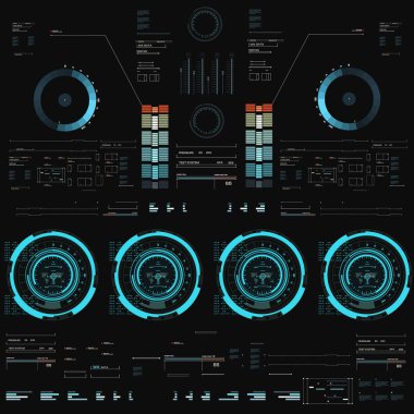 Gelecekçi mavi sanal grafik dokunmatik kullanıcı arayüzü