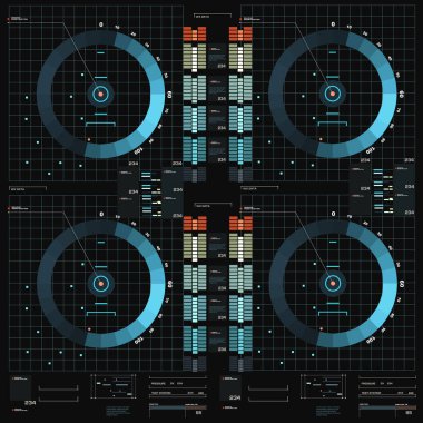 Gelecekçi mavi sanal grafik dokunmatik kullanıcı arayüzü