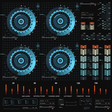 Gelecekçi mavi sanal grafik dokunmatik kullanıcı arayüzü