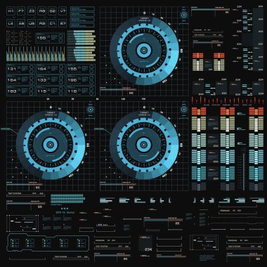 Gelecekçi mavi sanal grafik dokunmatik kullanıcı arayüzü