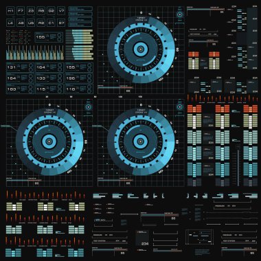 Gelecekçi mavi sanal grafik dokunmatik kullanıcı arayüzü