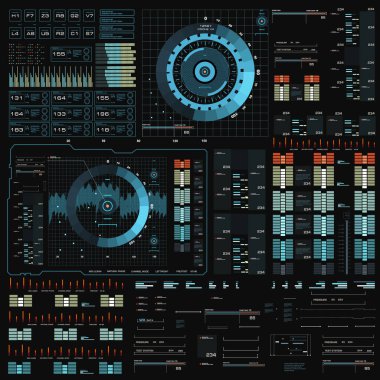 Gelecekçi mavi sanal grafik dokunmatik kullanıcı arayüzü