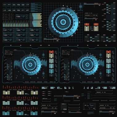 Gelecekçi mavi sanal grafik dokunmatik kullanıcı arayüzü