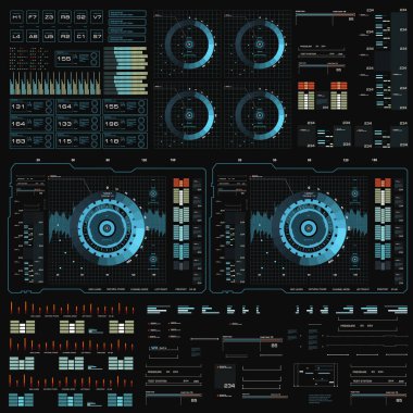 Gelecekçi mavi sanal grafik dokunmatik kullanıcı arayüzü