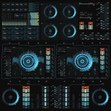 Gelecekçi mavi sanal grafik dokunmatik kullanıcı arayüzü