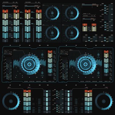 Gelecekçi mavi sanal grafik dokunmatik kullanıcı arayüzü