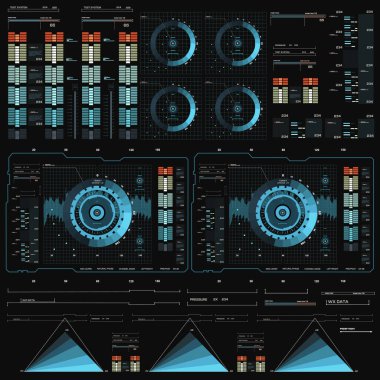 Gelecekçi mavi sanal grafik dokunmatik kullanıcı arayüzü