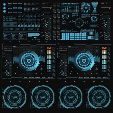 Gelecekçi mavi sanal grafik dokunmatik kullanıcı arayüzü