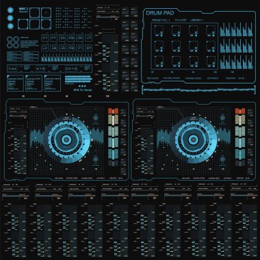 Gelecekçi mavi sanal grafik dokunmatik kullanıcı arayüzü