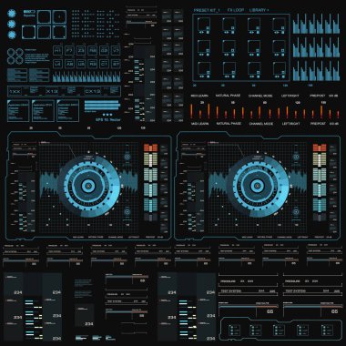 Gelecekçi mavi sanal grafik dokunmatik kullanıcı arayüzü