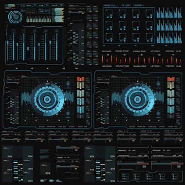 Gelecekçi mavi sanal grafik dokunmatik kullanıcı arayüzü
