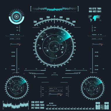Gelecekçi mavi sanal grafik dokunmatik kullanıcı arayüzü