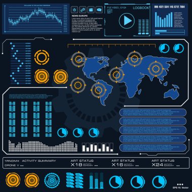 Gelecekçi mavi sanal grafik dokunmatik kullanıcı arayüzü