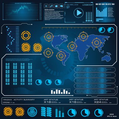 Gelecekçi mavi sanal grafik dokunmatik kullanıcı arayüzü