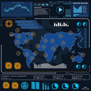 Gelecekçi mavi sanal grafik dokunmatik kullanıcı arayüzü