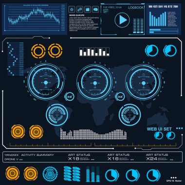 Gelecekçi mavi sanal grafik dokunmatik kullanıcı arayüzü