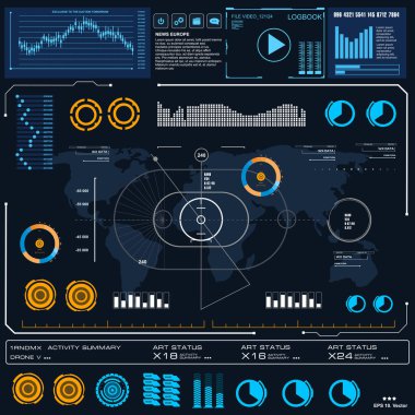 Gelecekçi mavi sanal grafik dokunmatik kullanıcı arayüzü