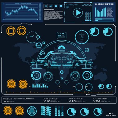 Gelecekçi mavi sanal grafik dokunmatik kullanıcı arayüzü