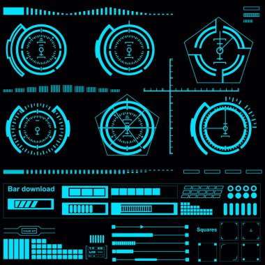Gelecekçi mavi sanal grafik dokunmatik kullanıcı arayüzü