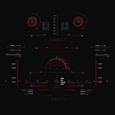 Gelecekçi kırmızı sanal grafik dokunmatik kullanıcı arayüzü