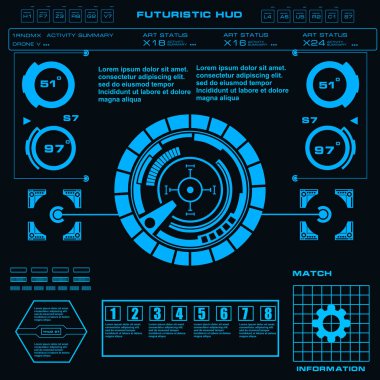 Gelecekçi mavi sanal grafik dokunmatik kullanıcı arayüzü