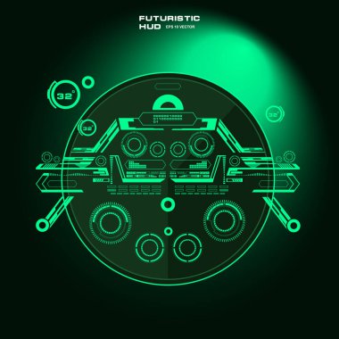 Gelecekçi yeşil sanal grafik dokunmatik kullanıcı arayüzü