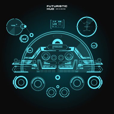 Gelecekçi mavi sanal grafik dokunmatik kullanıcı arayüzü